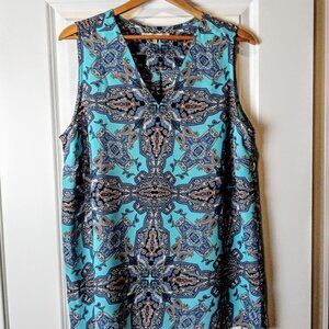 Violet & Claire Turquoise Print Sleeveless Top